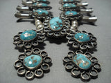 230 Gram Vintage Native American Jewelry Navajo Bisbee Turquoise Sterling Silver Squash Blossom Necklace-Nativo Arts