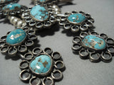 230 Gram Vintage Native American Jewelry Navajo Bisbee Turquoise Sterling Silver Squash Blossom Necklace-Nativo Arts