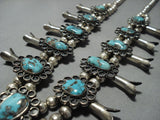 230 Gram Vintage Native American Jewelry Navajo Bisbee Turquoise Sterling Silver Squash Blossom Necklace-Nativo Arts