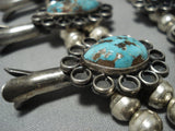 230 Gram Vintage Native American Jewelry Navajo Bisbee Turquoise Sterling Silver Squash Blossom Necklace-Nativo Arts