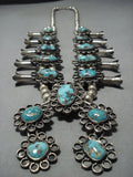 230 Gram Vintage Native American Jewelry Navajo Bisbee Turquoise Sterling Silver Squash Blossom Necklace-Nativo Arts