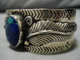 Stunning Vintage Navajo Wide Azurite Sterling Silver Native American Bracelet-Nativo Arts