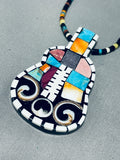 Important Acoustic Guitar Santo Domingo Turquoise Sterling Silver Necklace-Nativo Arts