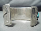 Awesome Vintage Native American Navajo Inlay Turquoise Sterling Silver Shadowbox Bracelet Old-Nativo Arts