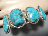 Tremendous Vintage Native American Navajo Carico Lake Turquoise Sterling Silver Bracelet-Nativo Arts