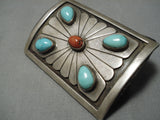 Superlative Vintage Native American Navajo Turquoise Sterling Silver Bowguard Ketoh Bracelet-Nativo Arts