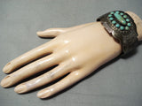 Heavy Patina Vintage Native American Navajo Royston Turquoise Sterling Silver Bracelet-Nativo Arts