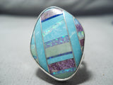 Intense Inlay San Felipe Inlay Turquoise Synth Opal Sterling Silver Ring-Nativo Arts