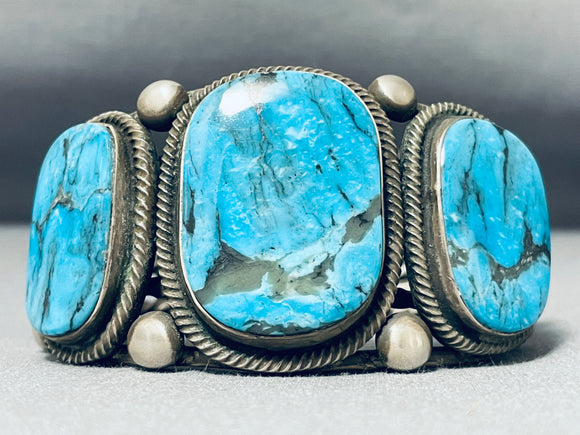 111 Gram Native American Navajo Rick Martinez Turquoise Sterling Silver Bracelet-Nativo Arts