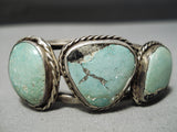 Superior Early Vintage Native American Navajo Carico Lake Turquoise Sterling Silver Bracelet Old-Nativo Arts