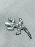Whimsical Native American Navajo Sterling Silver Gecko Pin-Nativo Arts