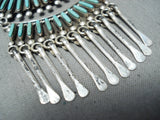 Important Vintage Native American Zuni Libert Peyketewa Turquoise Sterling Silver Necklace-Nativo Arts