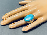 Outstanding Vintage Native American Navajo Kingman Turquoise Sterling Silver Ring-Nativo Arts