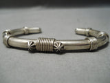 Thick And Heavy!! Vintage Native American Navajo Coiled Sterling Silver Bracelet-Nativo Arts
