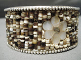 One Of The Best Vintage Native American Navajo Flower Heishi Sterling Silver Bracelet Cuff-Nativo Arts