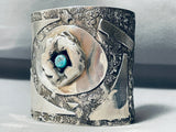 Important Vintage Native American Kewa Rose Pedal Sterling Silver Turquoise Bracelet-Nativo Arts