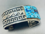 Nez And Mason Vintage Native American Navajo Turquoise Inlay Sterling Silver Bracelet Wow-Nativo Arts