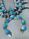 366 Gram Gasp! Native American Navajo Turquoise Sterling Silver Squash Blossom Necklace-Nativo Arts