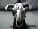 Heavy San Felipe Sterling Silver Cow Skull Ring Native American-Nativo Arts