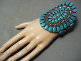 One Of The Best Vintage Native American Navajo Blue Gem Turquoise Sterling Silver Bracelet-Nativo Arts