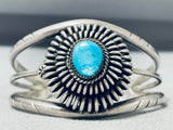 Native American Dramatic Vintage Kingman Turquoise Sterling Silver Bracelet-Nativo Arts