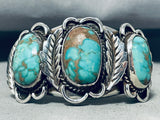 Quality Vintage Native American Navajo Royston Turquoise Sterling Silver Leaf Bracelet-Nativo Arts