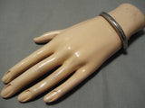 Impressive Vintage Native American Navajo Hand Stamped Buffalo Sterling Silver Bracelet-Nativo Arts