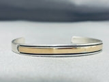 Exquisite Vintage Native American Navajo Sterling Silver And 14k Gold Bracelet Signed-Nativo Arts