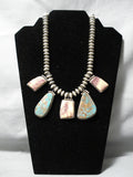 Incredible Vintage Native American Navajo Royston Turquoise Sterling Silver Shell Necklace-Nativo Arts