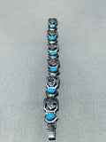 Native American One Of The Most Unique Buffalo Turquoise Sterling Silver Link Bracelet-Nativo Arts