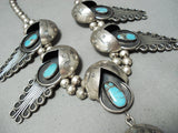 One Of The Best Vintage Native American Navajo Bisbee Turquoise Sterling Silver Necklace-Nativo Arts