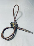 Ram Of Turquoise Vintage Native American Navajo Sterling Silver Bolo Tie-Nativo Arts