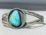 Impressive Vintage Native American Navajo Pilot Mountain Turquoise Sterling Silver Bracelet-Nativo Arts