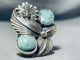 Outstanding Native American Navajo Kingman Turquoise Sterling Silver Chief Ring-Nativo Arts