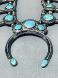 200 Grams Vintage Native American Navajo Turquoise Sterling Silver Squash Blossom Necklace-Nativo Arts