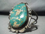 Huge Vintage Native American Navajo Green Turquoise Sterling Silver Bracelet-Nativo Arts