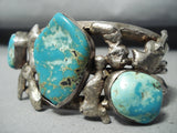 Quality Rare Vintage Native American Navajo Museum Turquoise Sterling Silver Slag Bracelet-Nativo Arts
