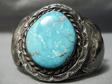 Museum Vintage Native American Navajo Carico Lake Turquoise Sterling Silver Bracelet Old-Nativo Arts