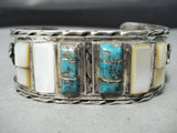 Stunning Vintage Native American Navajo Blue Thunder Turquoise Sterling Silver Bracelet-Nativo Arts