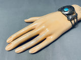 Paw And Leaf Vintage Native American Navajo Turquoise Sterling Silver Bracelet Cuff-Nativo Arts