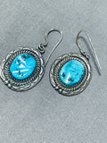 Beautiful Vintage Native American Navajo Morenci Turquoise Sterling Silver Earrings-Nativo Arts