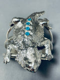Brain Twisting Navajo Toad Turquoise Sterling Silver Bracelet-Nativo Arts