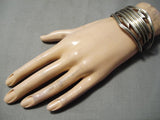 Incredible Vintage Native American Navajo Nolan James Sterling Silver Bracelet Cuff-Nativo Arts
