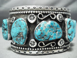 Heavy Husky Men's Vintage Native American Navajo Turquoise Sterling Silver Bracelet-Nativo Arts