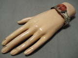 Exquisite Vintage Native American Navajo Red Spiny Oyster Shell Sterling Silver Bracelet Cuff-Nativo Arts
