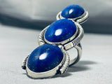 One Of The Tallest Ever Native American Navajo Lapis Sterling Silver Ring-Nativo Arts
