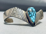 Extrremely Rare Mine Turquoise Vintage Native American Navajo Sterling Silver Bracelet-Nativo Arts