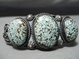One Of The Best Vintage Native American Navajo #8 Turquoise Sterling Silver Bracelet Old-Nativo Arts