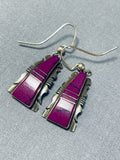 Steve Francisco Native American Navajo Purple Stone Sterling Silver Earrings-Nativo Arts