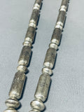 Important Leo Nez Vintage Native American Navajo Tubule Master Sterling Silver Necklace-Nativo Arts